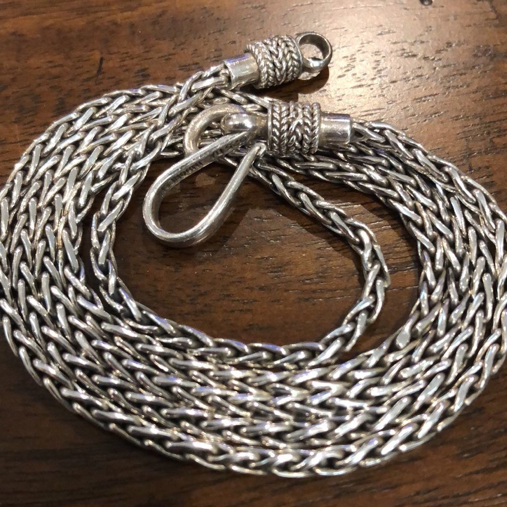 Stunning BA Suarti Crafted Balinese Woven Sterling Silver Necklace